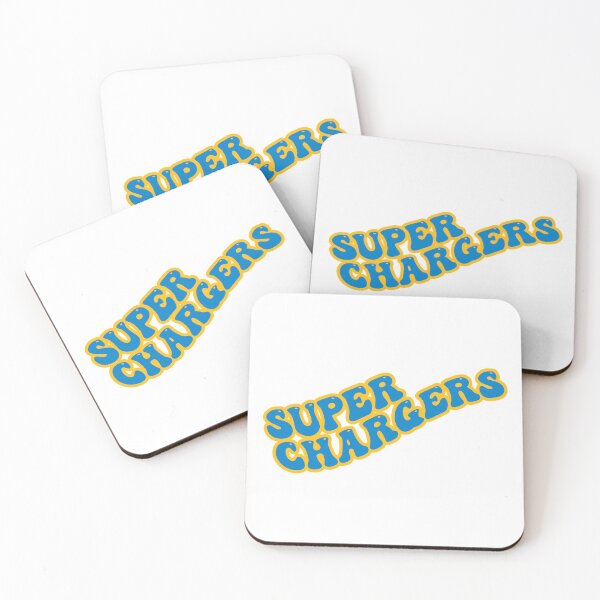 Item preview, Super Chargers Groovy with Powder Blue Text and Yellow Outline designed and sold by rickcel.