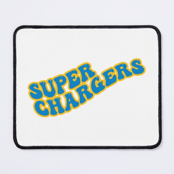 Item preview, Super Chargers Groovy with Powder Blue Text and Yellow Outline designed and sold by rickcel.