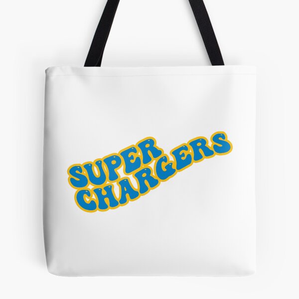 Item preview, Super Chargers Groovy with Powder Blue Text and Yellow Outline designed and sold by rickcel.