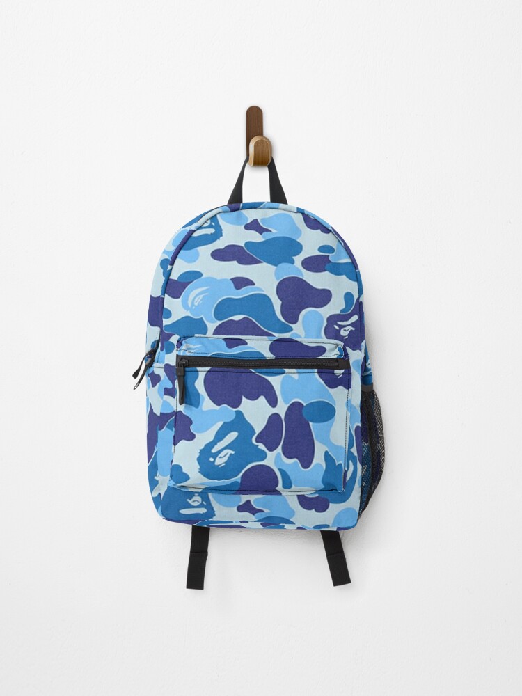 BAPE SHARK BackPack Camo, Blue, Bag Zip Pocket ABC Camouflage