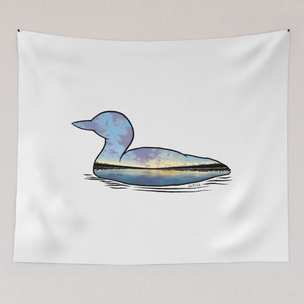 Item preview, Loon Silhouette - Sunrise _amp_ Antique White   designed and sold by BeastMaximus.