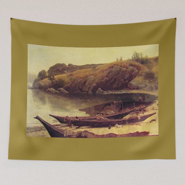 Artikelvorschau, Albert Bierstadt, Kanus. Landschaftsölgemälde feine Kunst. entworfen und verkauft von naturematters.