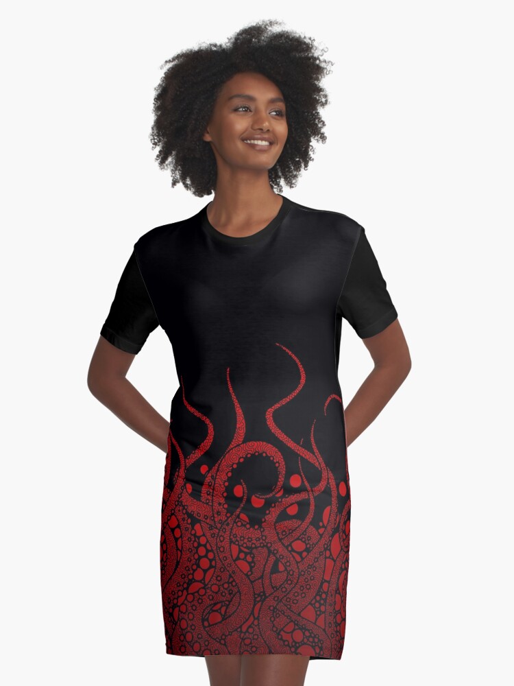red and black t shirt dress