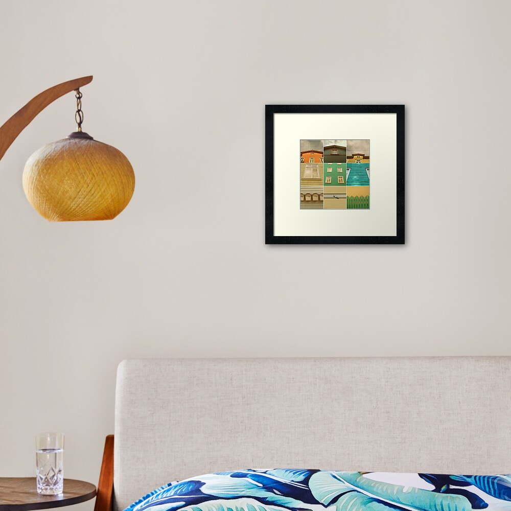 Wooden House Collage Framed Art Print