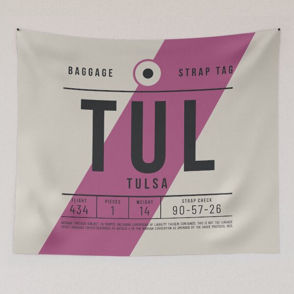Aperçu de l'œuvre Étiquette de bagage E - TUL Tulsa Oklahoma USA créée et vendue par VoodooCircus.