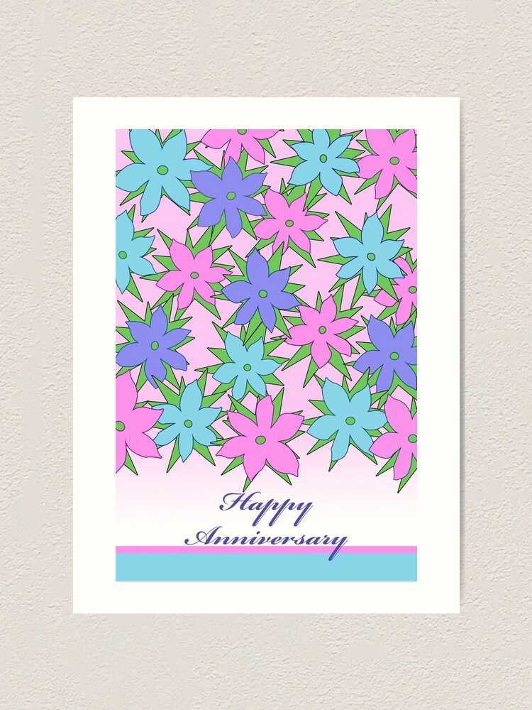 Impression Artistique Joyeux Anniversaire Fleurs Colorees Pastel Par Shoaffballanger Redbubble