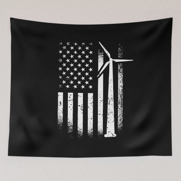 Item preview, US Flag Wind Turbine, Windmill Operator designed and sold by TheReallyNiceStuff.