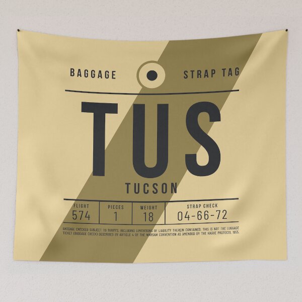 Aperçu de l'œuvre Étiquette de bagage E - TUS Tucson Arizona USA créée et vendue par VoodooCircus.