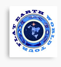 Flat Earth World Tour Deep Blue Canvas Print