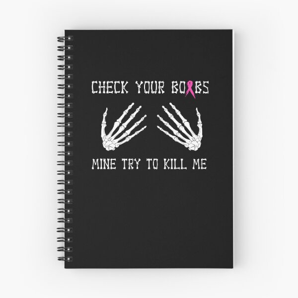 Item preview, Check your boobs mine try to kill me breast cancer awareness fighting retro vintage designed and sold by beckadamr.