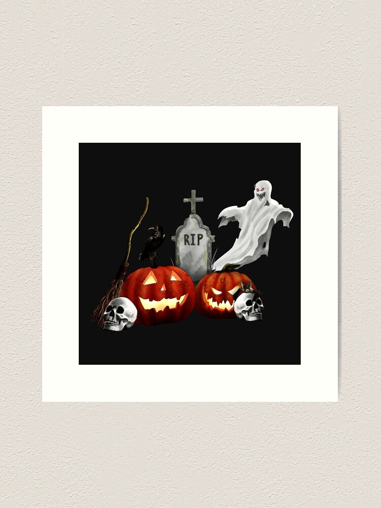 Halloween Pumpkin Smile Pumpkins Scary Zombie Gift Art Print by