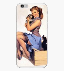 Gil Elvgren pin up with Puppies! iPhone Case