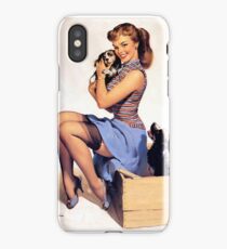 Gil Elvgren pin up with Puppies! iPhone Case