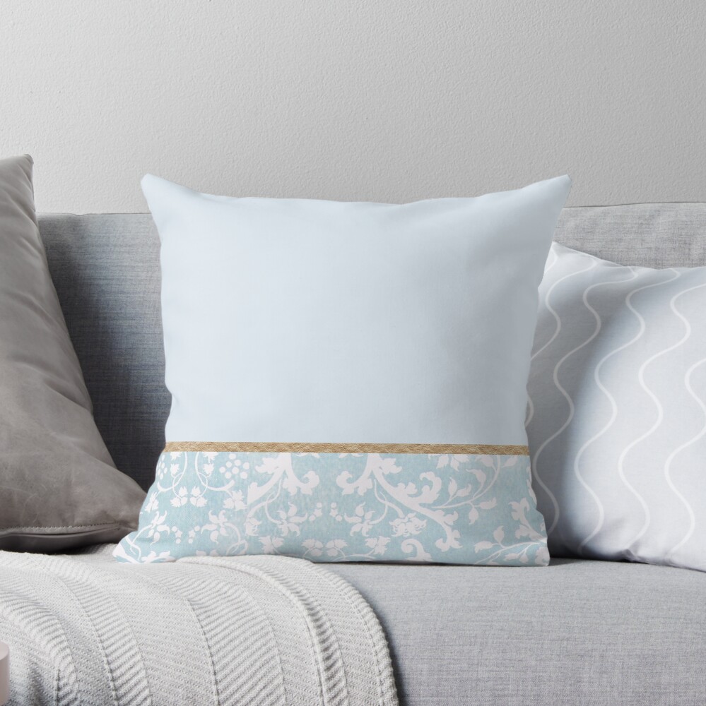 Duck egg blue porcelain floral Throw Pillow
