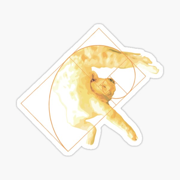 Aperçu de l'œuvre Yoga Golden Ratio Cat Le Fibonacci Feline Stretch créée et vendue par teenugs.