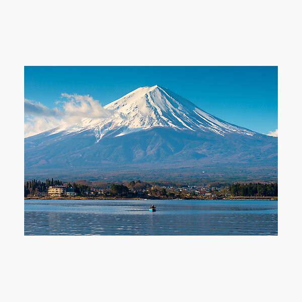 Mount Fuji Fishing Boat Photographic Print