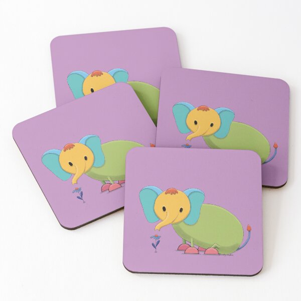 Item preview, AB061 Catroon Elephant Smelling A Flower designed and sold by DuckyRubin.