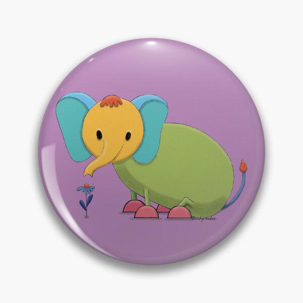 Item preview, AB061 Catroon Elephant Smelling A Flower designed and sold by DuckyRubin.
