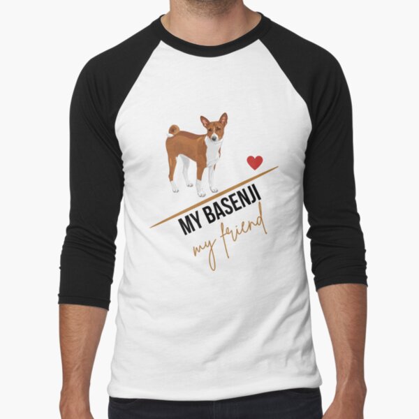 My Basenji, my friend | Basenji pet dog products, white Baseball ¾ Sleeve T-Shirt
