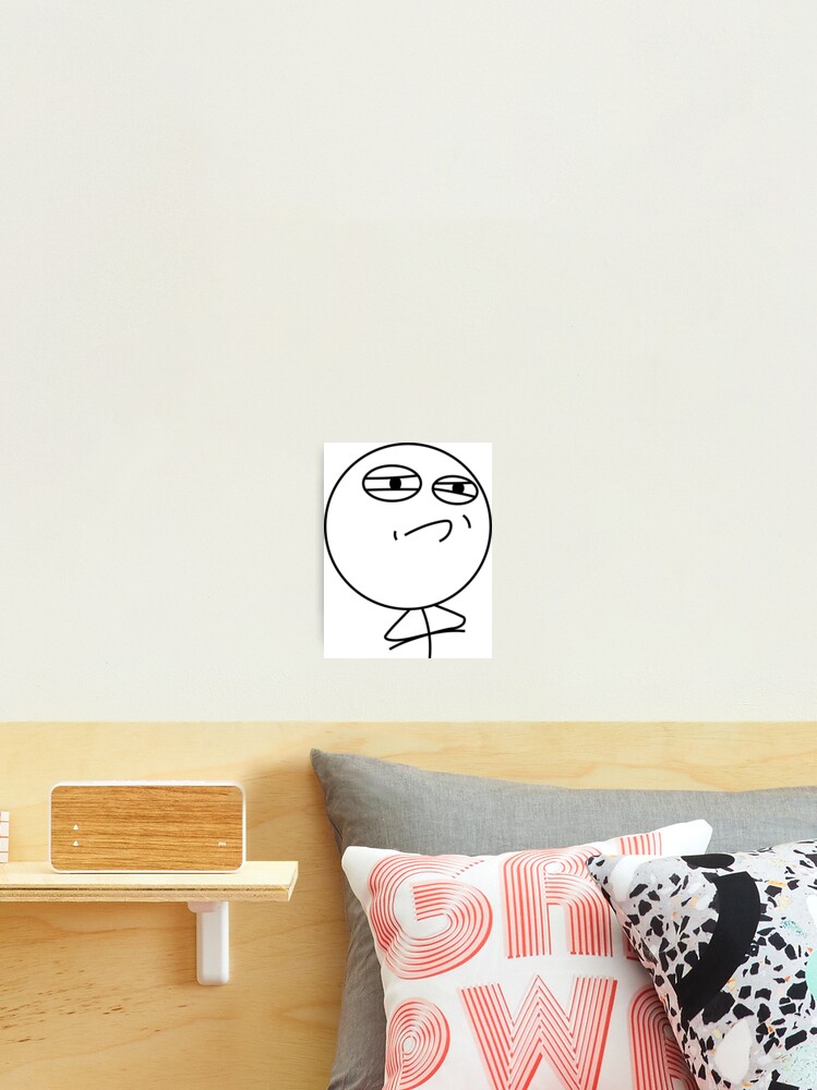 Humor Wall Art with Frame, Stickman Meme Face Looking at Computer