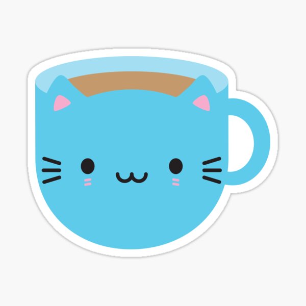 Kawaii Cat Cup of Tea Sticker