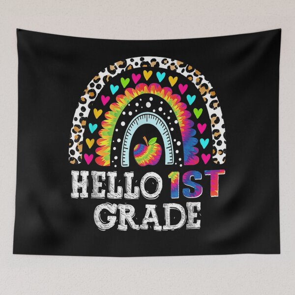 Item preview, Hello 1st Grade Rainbow Teacher Student Back To School  designed and sold by vergiebee.