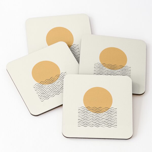 Item preview, Ocean Wave Gold Sunrise - Mid century modern designed and sold by moonlightprint.