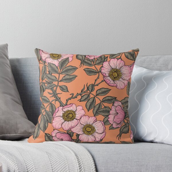 Item preview, Dog rose in bloom on peach orange designed and sold by Katerina Mitkova Kirilova.