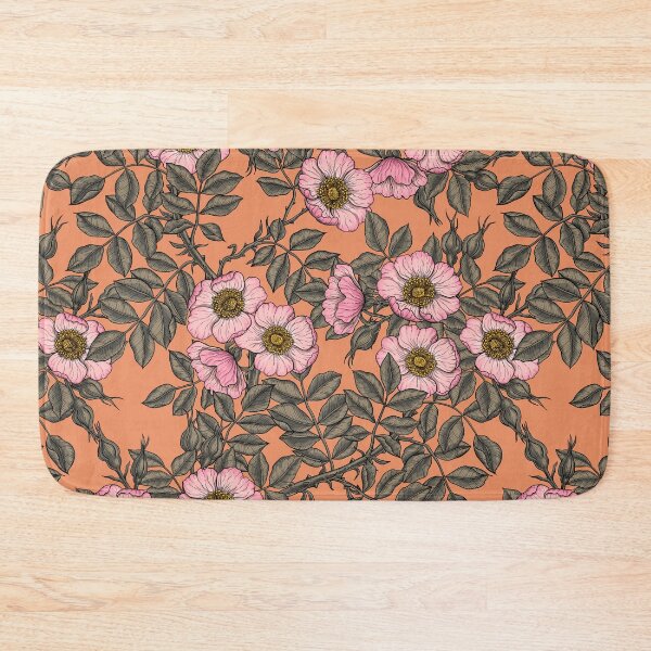 Item preview, Dog rose in bloom on peach orange designed and sold by Katerina Mitkova Kirilova.