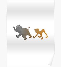 Elefant und Junge inspiriert Silhouette Poster