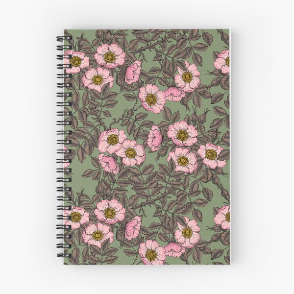 Item preview, Dog rose in bloom on sage green designed and sold by Katerina Mitkova Kirilova.