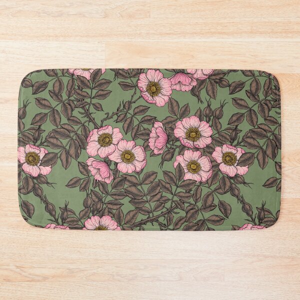 Item preview, Dog rose in bloom on sage green designed and sold by Katerina Mitkova Kirilova.