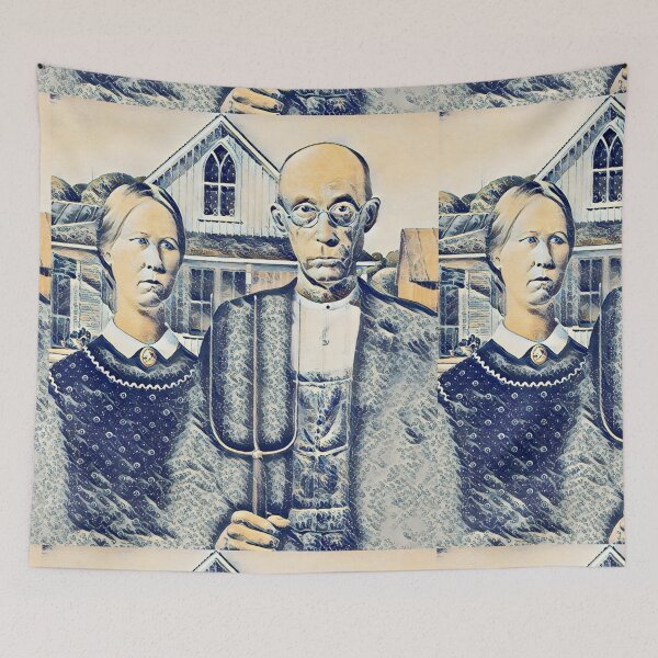 Item preview, American Gothic and The Great Wave off Kanagawa, Mashup designed and sold by CristalleLisa.