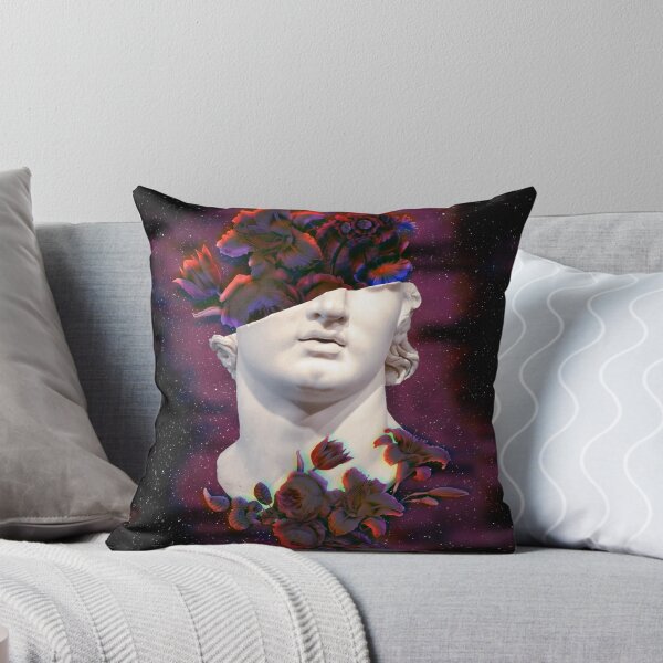 Artikelvorschau, Weiße Statue mit lila Blumen - Surreale Collage-Kunst entworfen und verkauft von MyTrippyPlanet.