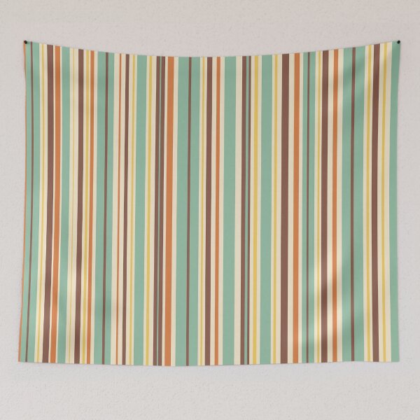 Item preview, Variable Retro Modern Stripe Vertical Pattern in Aqua Teal, Brown, Orange, Yellow, and Cream designed and sold by kierkegaard.