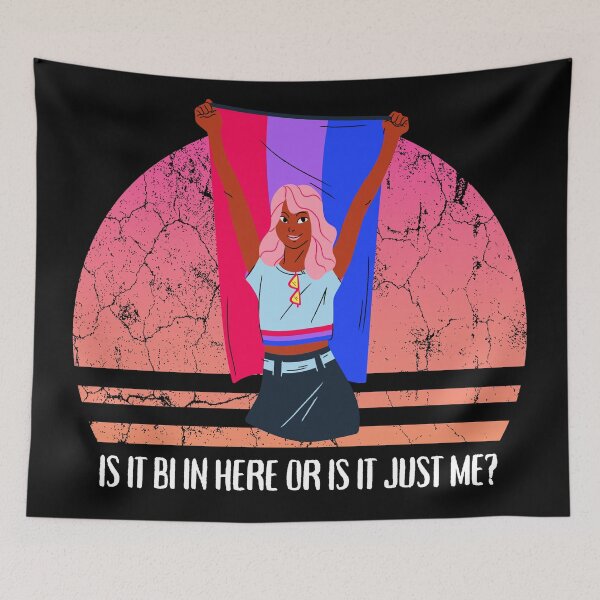 Item preview, Is It Bi In Here Or Is It Just Me Girl With A Bisexual Flag In Black designed and sold by LuckyKermit.