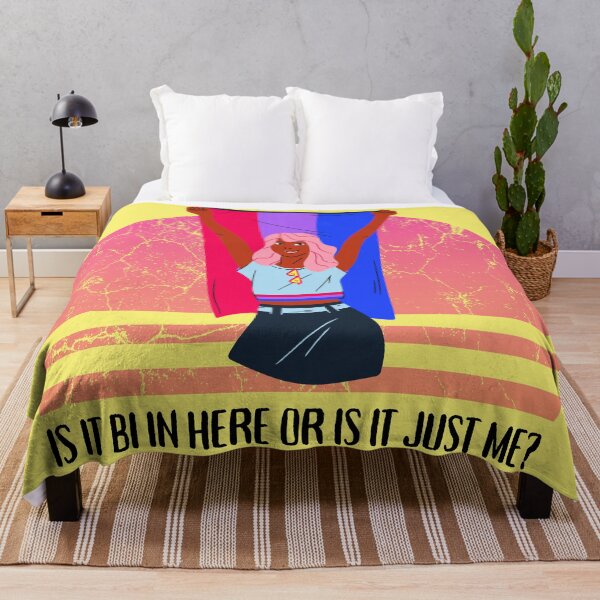 Item preview, Is It Bi In Here Or Is It Just Me Girl With A Bisexual Flag In Yellow designed and sold by LuckyKermit.