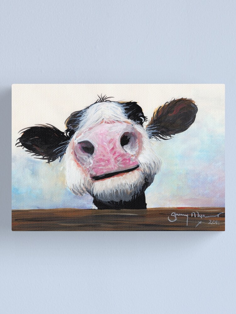 Alternate view of NOSEY COW 'HEY! HOW'S IT GOIN'?' BY SHIRLEY MACARTHUR Canvas Print