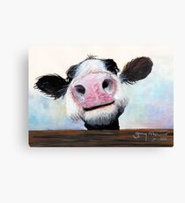 NOSEY COW 'HEY! HOW'S IT GOIN'?' BY SHIRLEY MACARTHUR Canvas Print