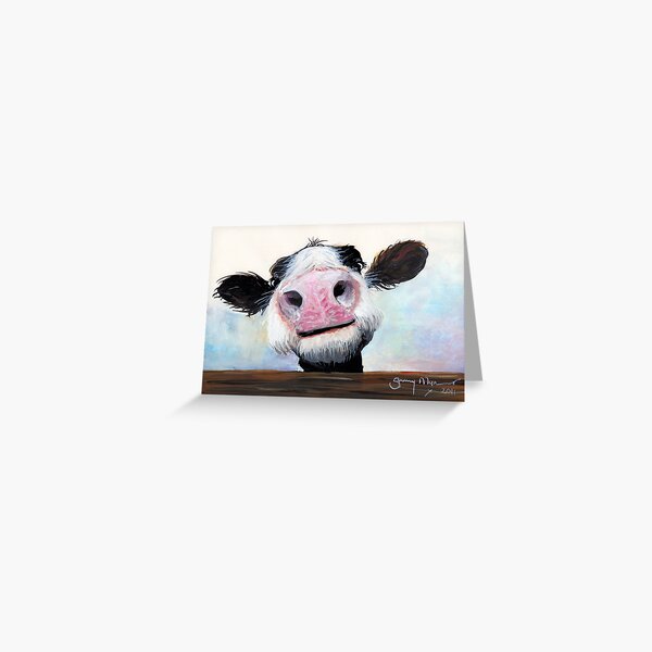 NOSEY COW 'HEY! HOW'S IT GOIN'?' BY SHIRLEY MACARTHUR Greeting Card