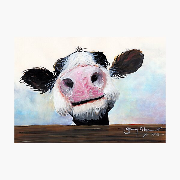 NOSEY COW 'HEY! HOW'S IT GOIN'?' BY SHIRLEY MACARTHUR Photographic Print