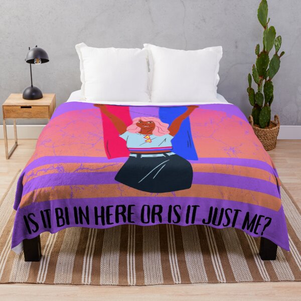 Item preview, Is It Bi In Here Or Is It Just Me Girl With A Bisexual Flag In Purple designed and sold by LuckyKermit.
