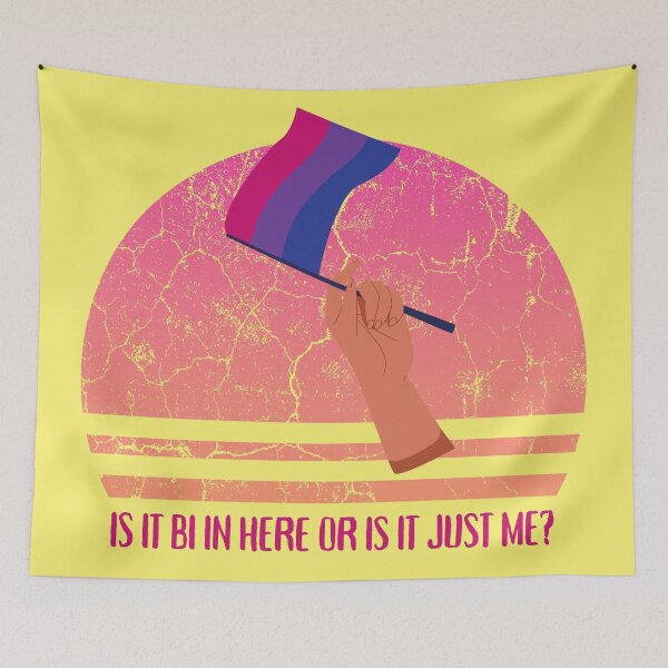 Item preview, Is It Bi In Here Or Is It Just Me Bisexual Flag For Pride Month In Yellow designed and sold by LuckyKermit.
