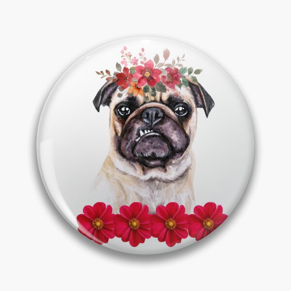 Item preview, Floral Pug. Pug and Roses. designed and sold by Doggymadness.