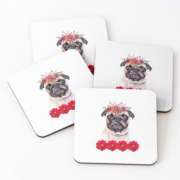 Item preview, Floral Pug. Pug and Roses. designed and sold by Doggymadness.