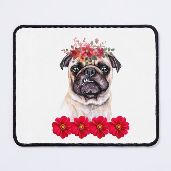 Item preview, Floral Pug. Pug and Roses. designed and sold by Doggymadness.