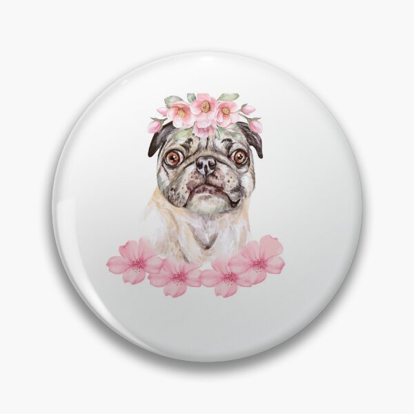 Item preview, Floral Pug. Pug and Pink Roses. Floral Dog. designed and sold by Doggymadness.