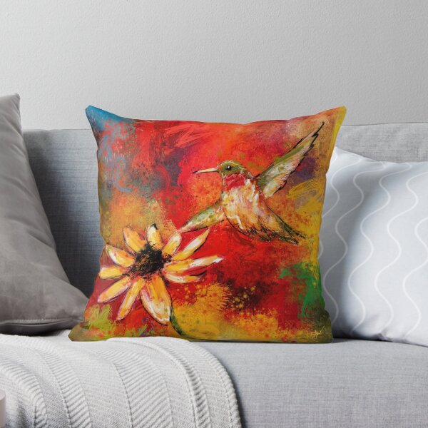 Hummingbird Energy Throw Pillow