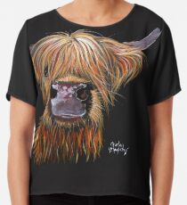 SCOTTISH HAIRY HIGHLAND COW 'HENRY' By Shirley MacArthur Chiffon Top