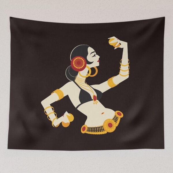 Item preview, Tribal fusion belly dancer holding cymbals in impressive expressive pose.  designed and sold by JeraRS.